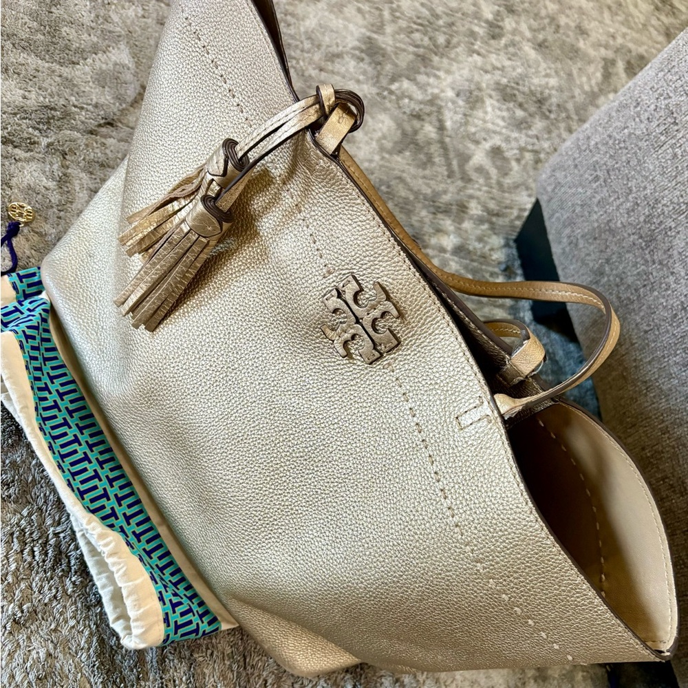 Tory Burch Gold Textured Shoulder Bag